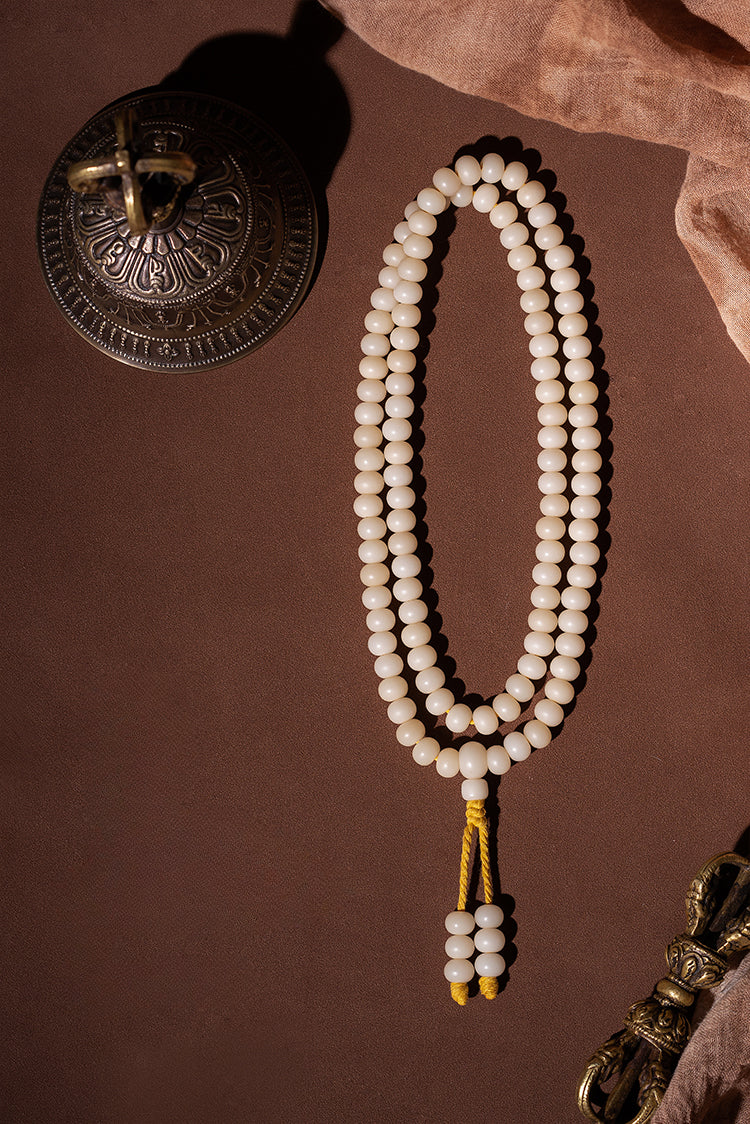 Buddha3bodhi White Jade Bodhi 108 Bead Mala Necklace