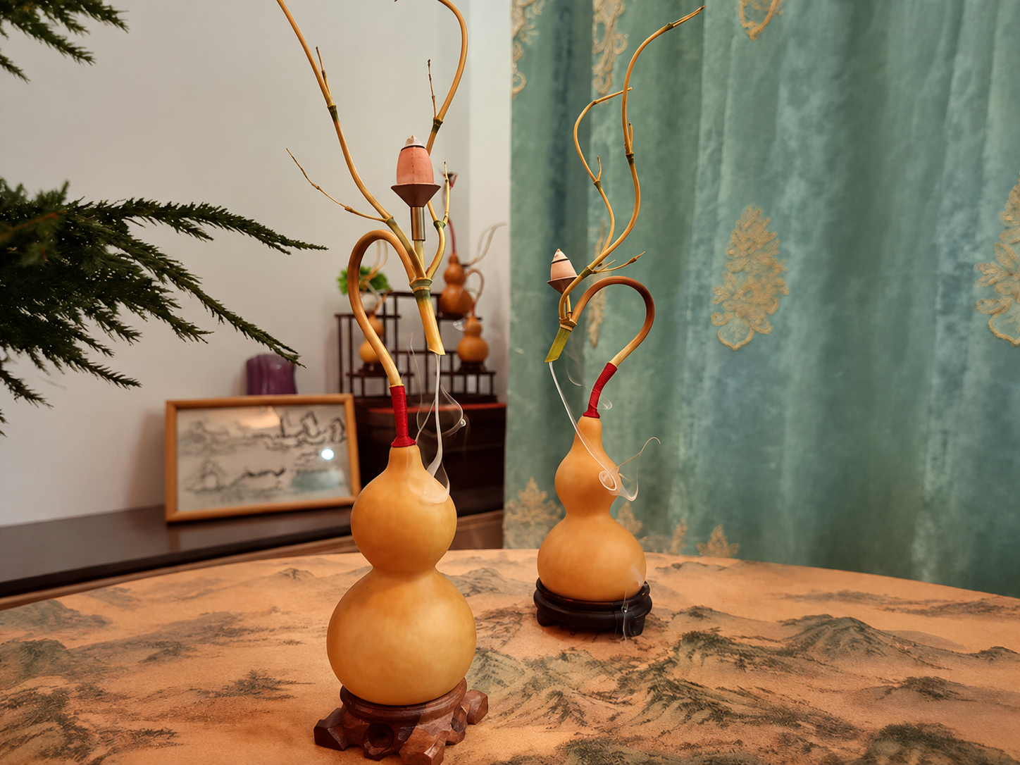 Dragon Gourd Incense Holder Handmade Bamboo Backflow Incense Burner with Chinese Meaning