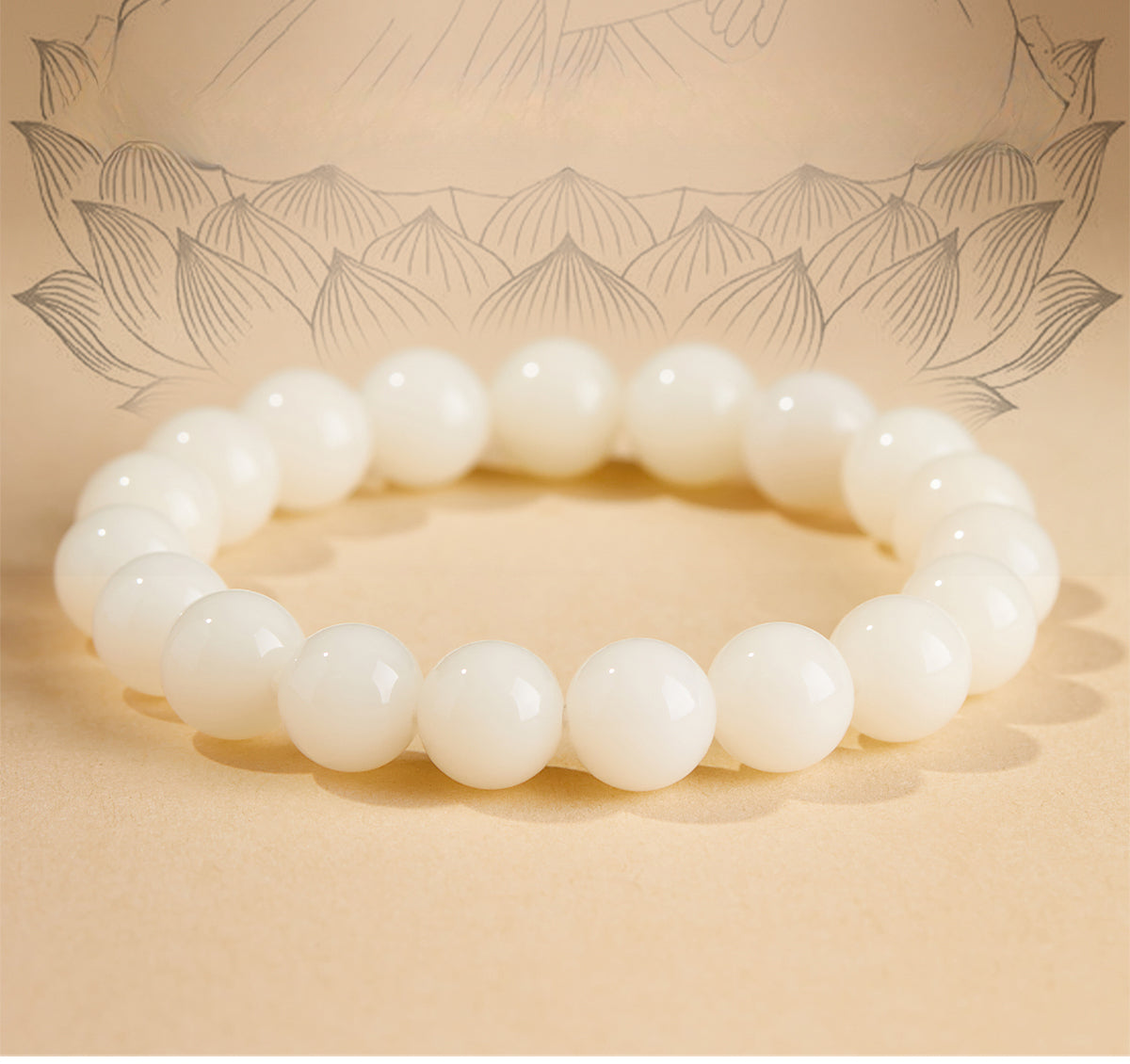 Natural White Jade Bodhi Bead Bracelet Buddhist  Beads