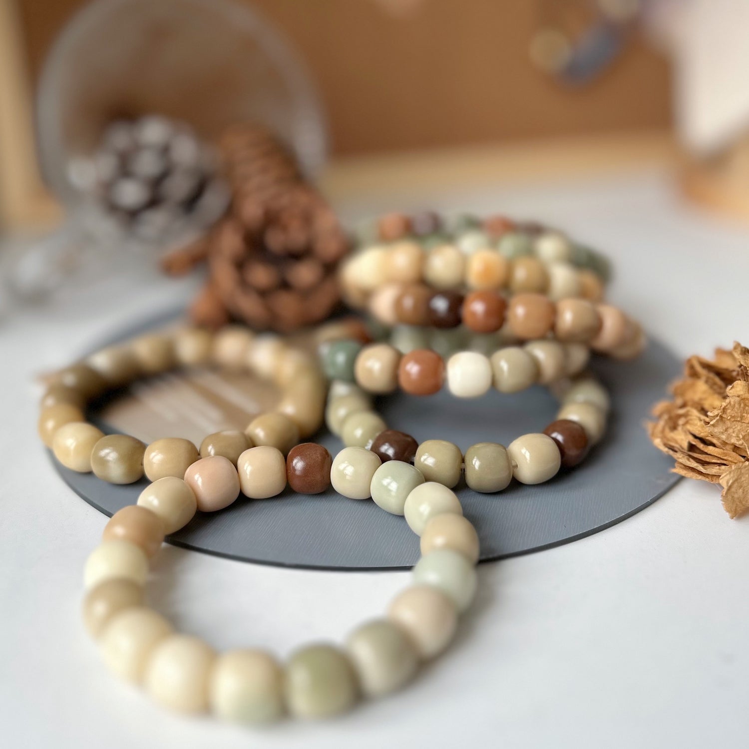 Milk Coffee Color Multicolored Bodhi Bracelet 12mm (Multiple Colors Available)