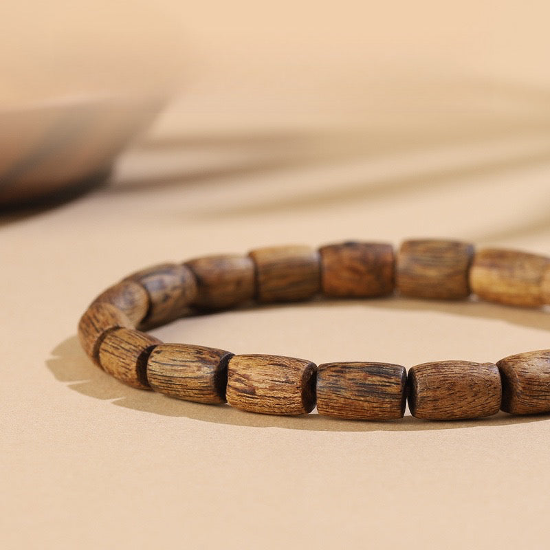 Premium Hainan Agarwood Barrel Bead Bracelet for Men and Women