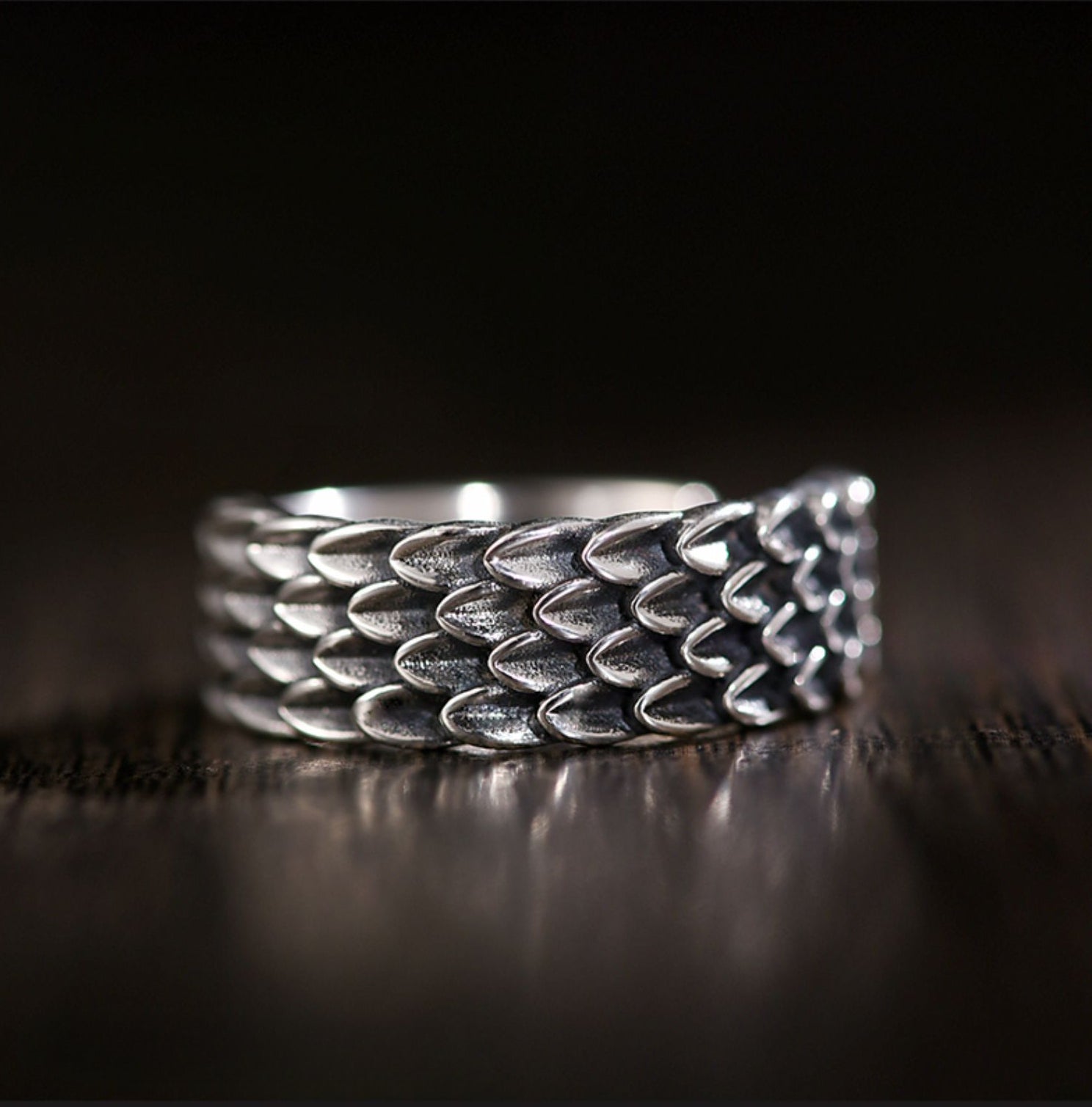 Vintage 925 Silver Dragon Scale Ring