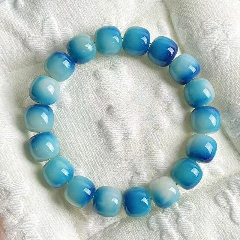 Bodhi Seed Fidget Bracelet – Smooth Barrel Beads for Hand Play & Zen Meditation