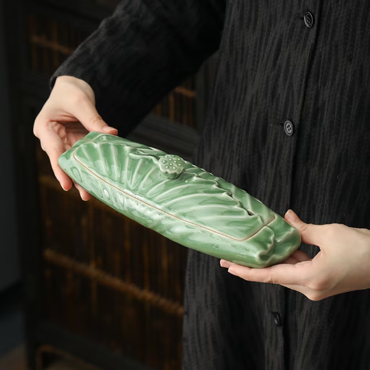 Longquan Celadon Ceramic Incense Tray for Stick