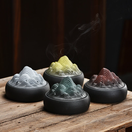 Flame Mountain Ceramic Incense Burner