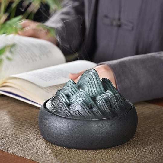 Flame Mountain Ceramic Incense Burner