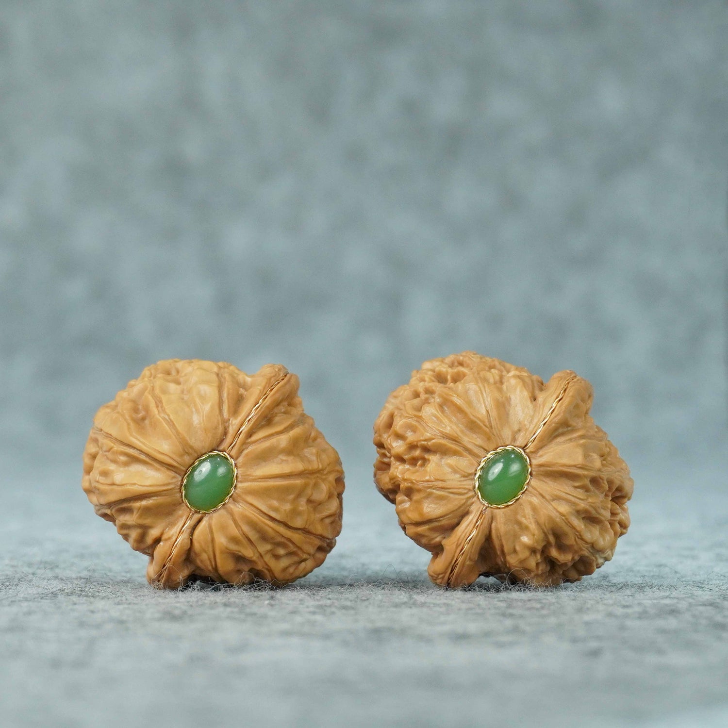 38mm Yuanbao Lion Head Walnut Pair | One-of-a-Kind Listing | 071407