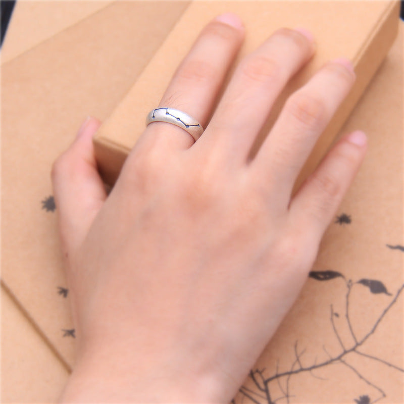 990 Pure Silver Big Dipper Adjustable Ring