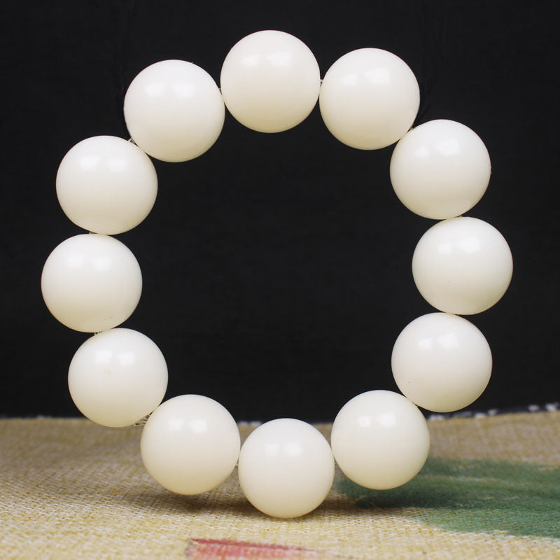 Natural White Bodhi Beads  Beads Large White Round Bead Bracelet