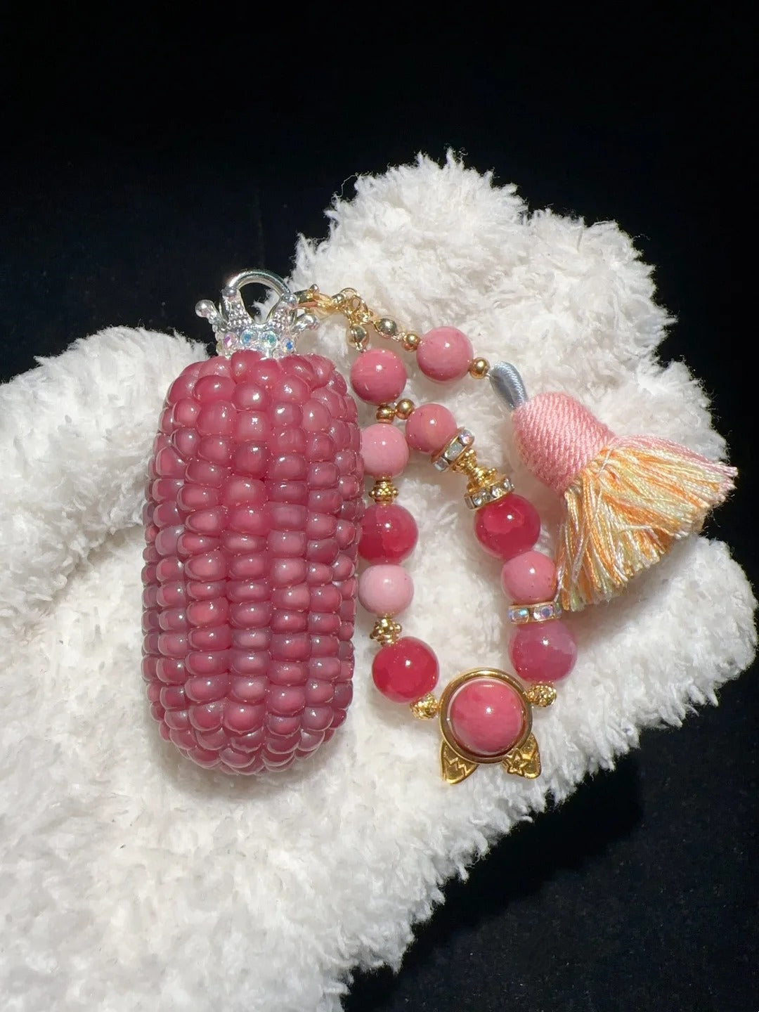 Ice-Transparent Pomegranate Red Natural Corn Charms for Fidgeting