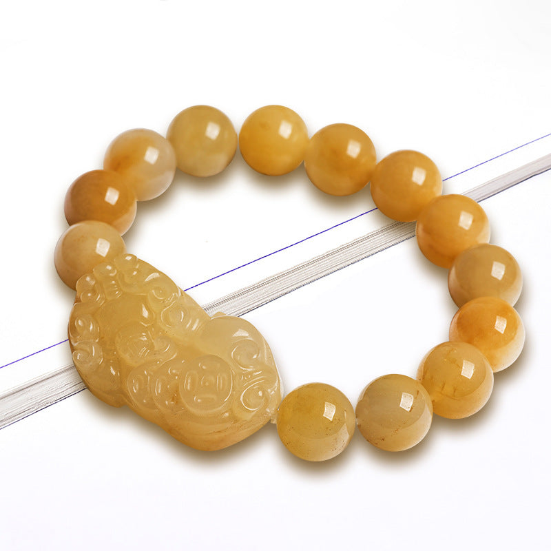 Natural Xinjiang Golden Silk Jade Pi Xiu Bracelet