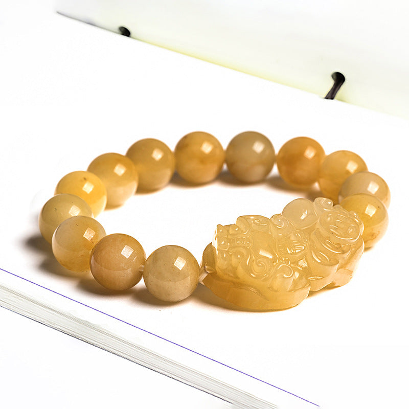 Natural Xinjiang Golden Silk Jade Pi Xiu Bracelet