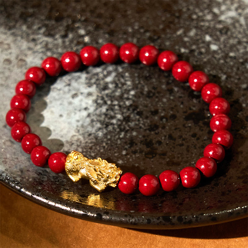 Natural Cinnabar Beads Pixiu Wealth Bracelet