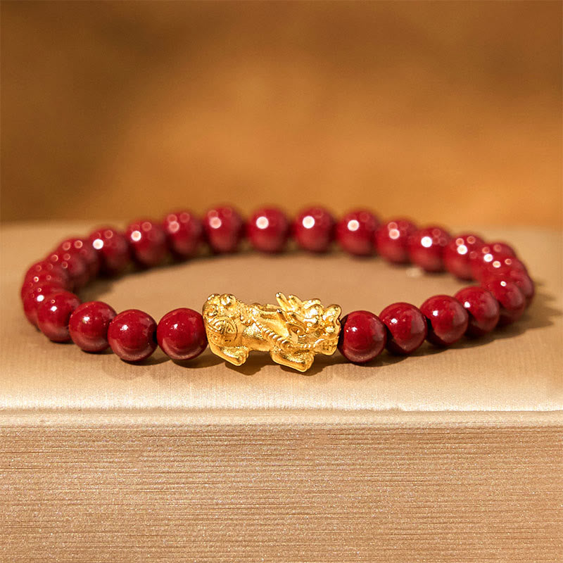 Natural Cinnabar Beads Pixiu Wealth Bracelet