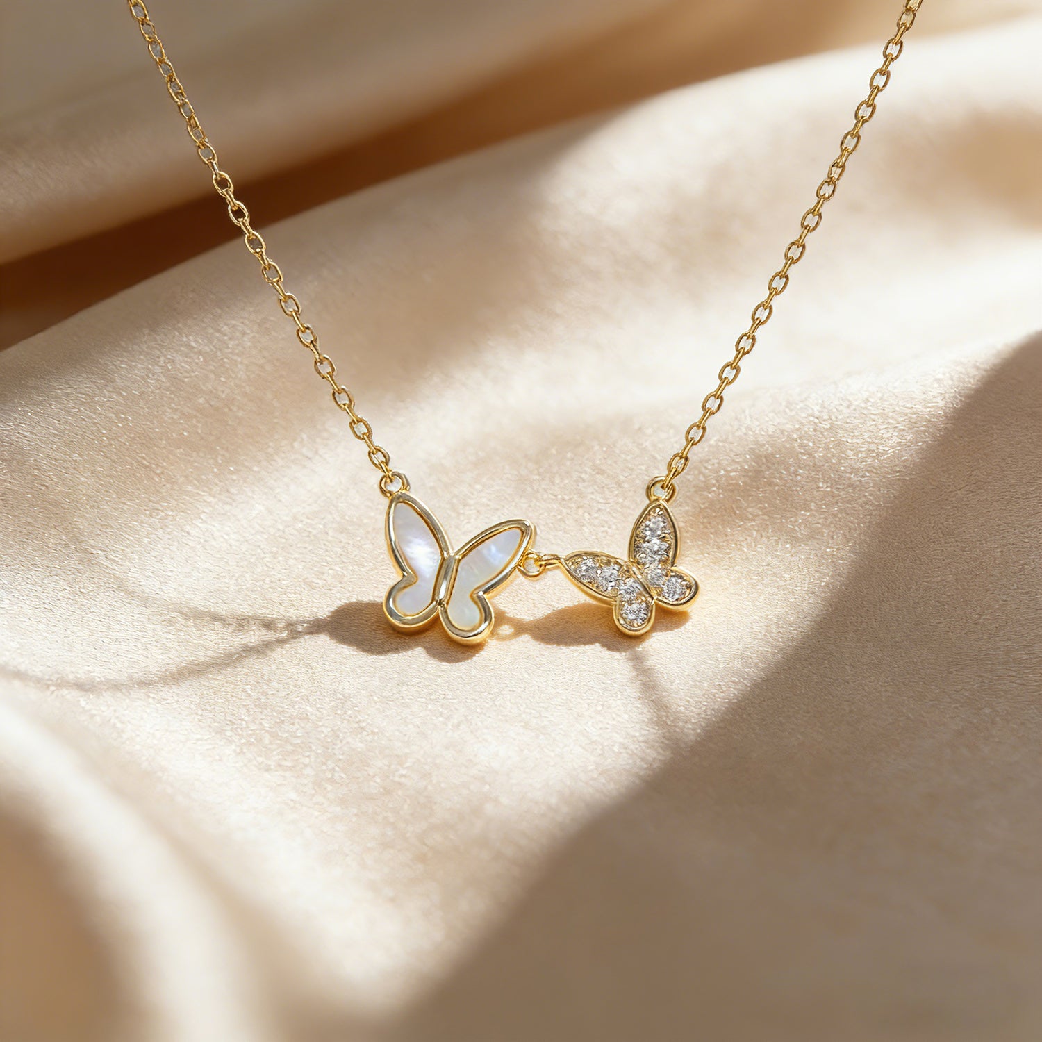 925 Sterling Silver Double Butterfly Necklace