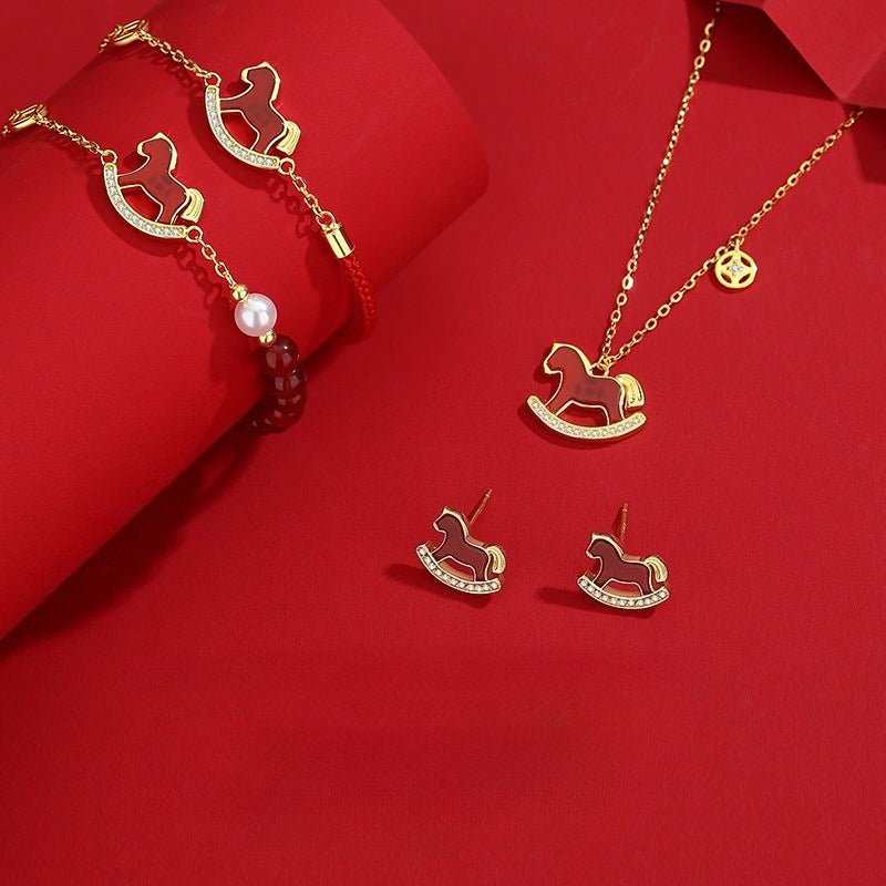 Year of the Horse Lucky Jewelry Collection – Necklace, Bracelet, Wristband & Earrings