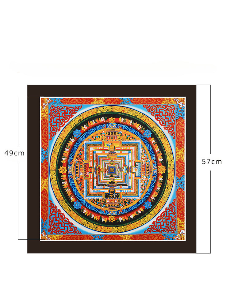 Hand Painted Nepal Tibetan Kalachakra Mandala Thangka（49CM）