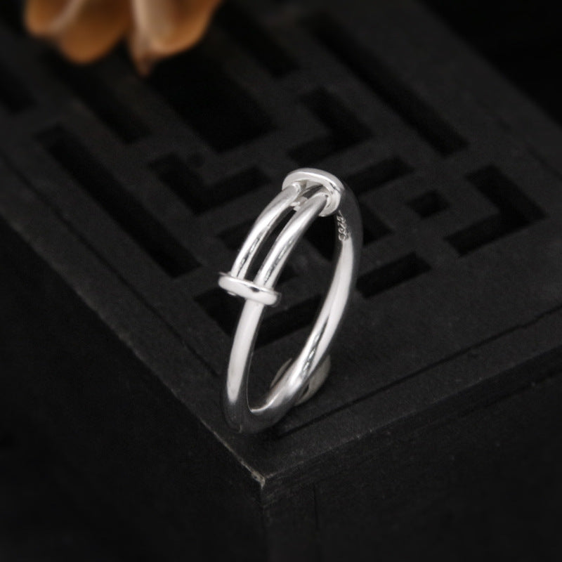 925 Sterling Silver Wrapped Line Ring for Women