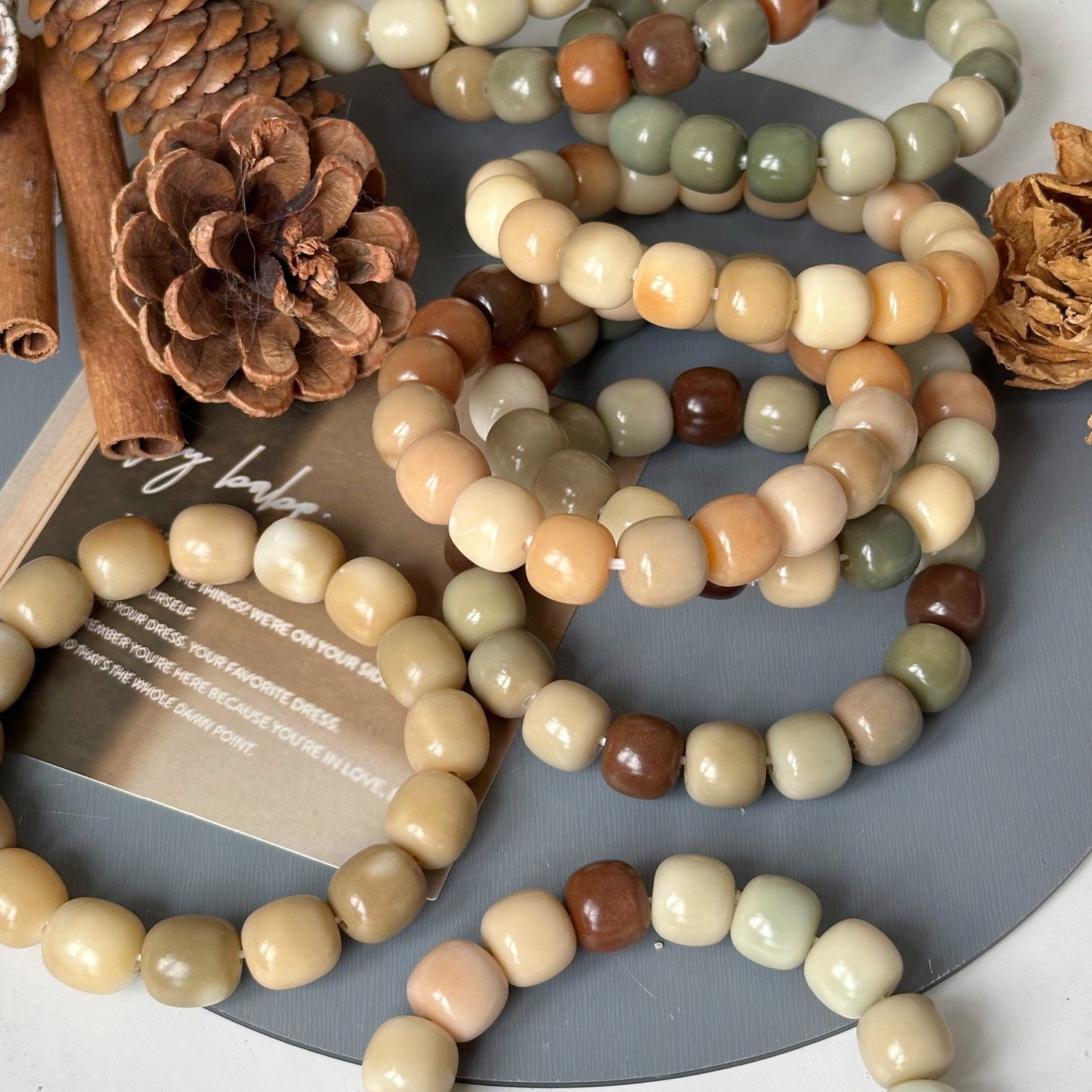 Milk Coffee Color Multicolored Bodhi Bracelet 12mm (Multiple Colors Available)