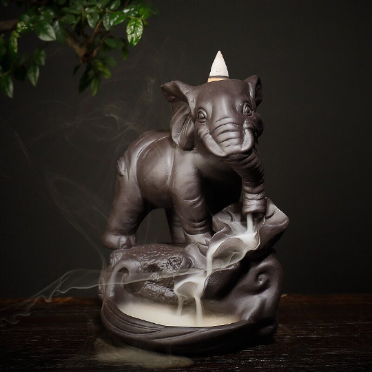 Ceramic Elephant Backflow Incense Burner