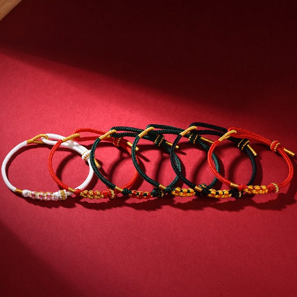 Peach Blossom Knot Red String Bracelet Couples Adjustable Handmade DIY Braided Bracelet