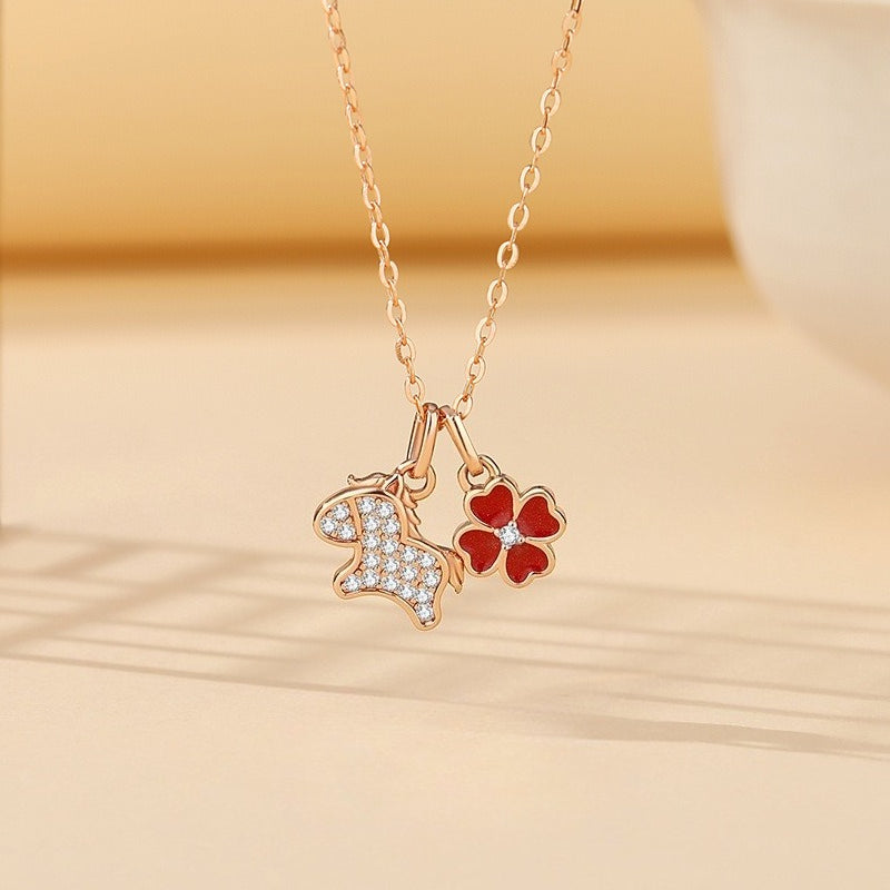 Women’s S925 Sterling Silver Year of the Horse Necklace – Zodiac Birth Year Jewelry