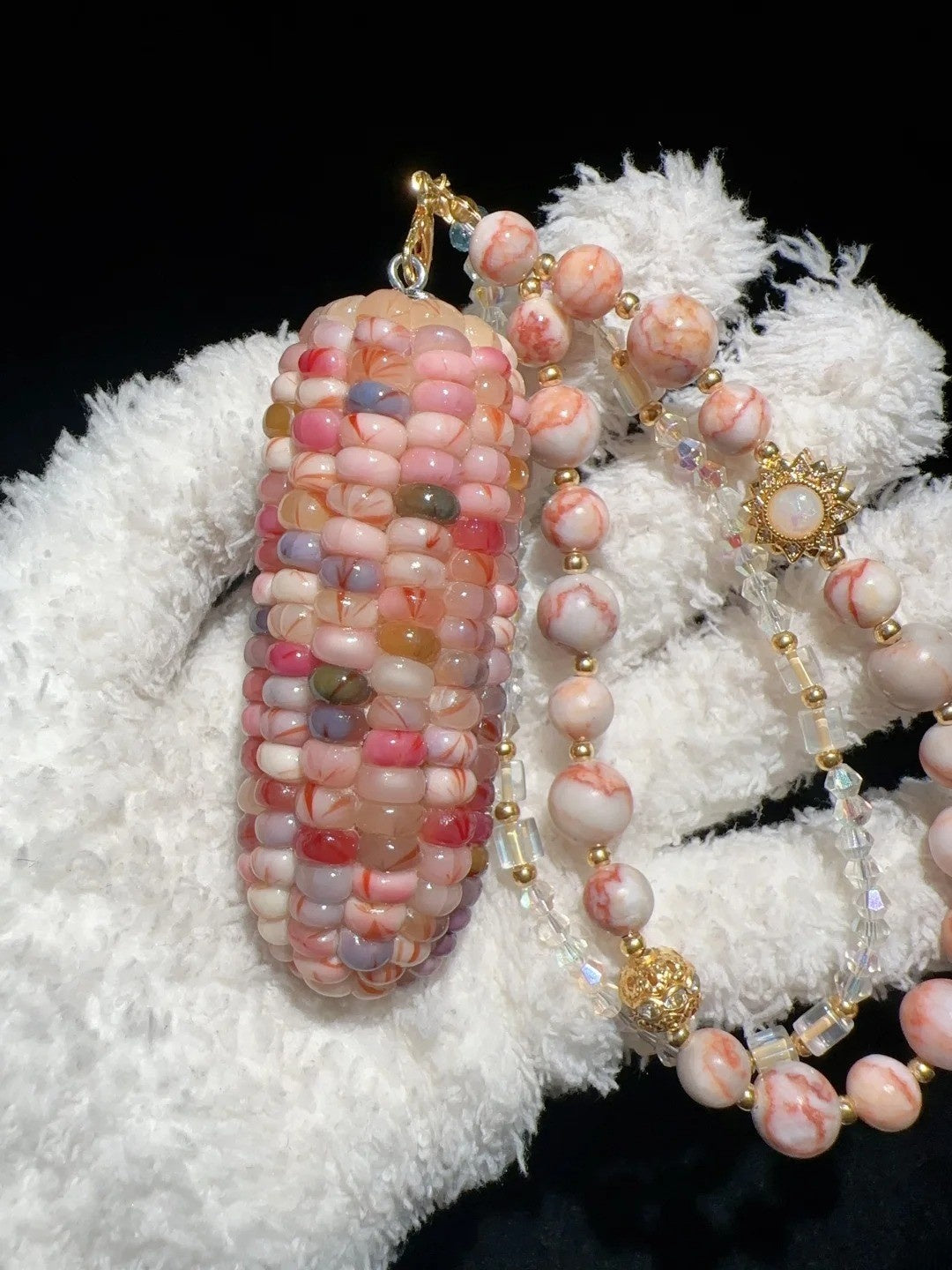 Colorful Ice-Transparent Textured Natural Corn Charms