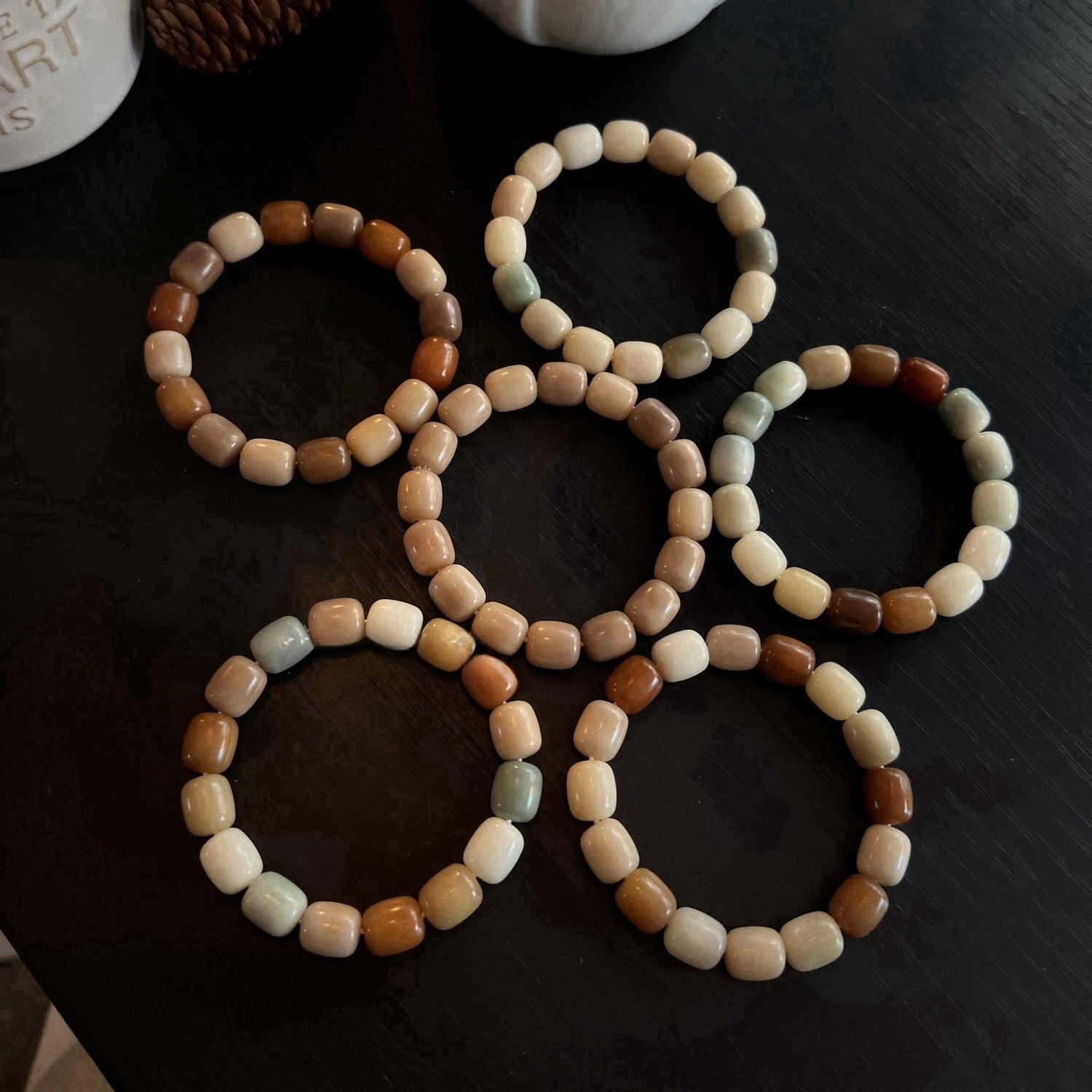 Rice Cake Milk Coffee Series Bodhi Bead Bracelet