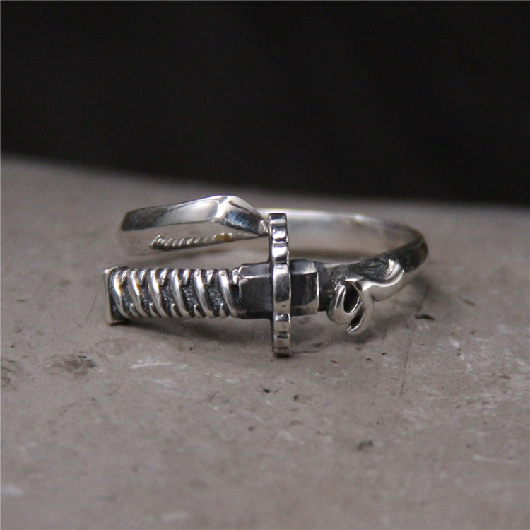 925 Sterling Silver Samurai Sword Ring for Men