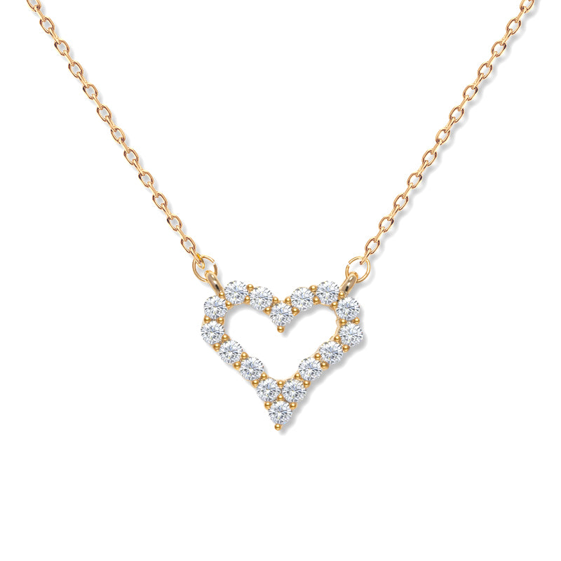 925 Sterling Silver Heart Necklace – White Gold Color Love Heart Collarbone Chain, Gift for Girlfriend & Best Friend