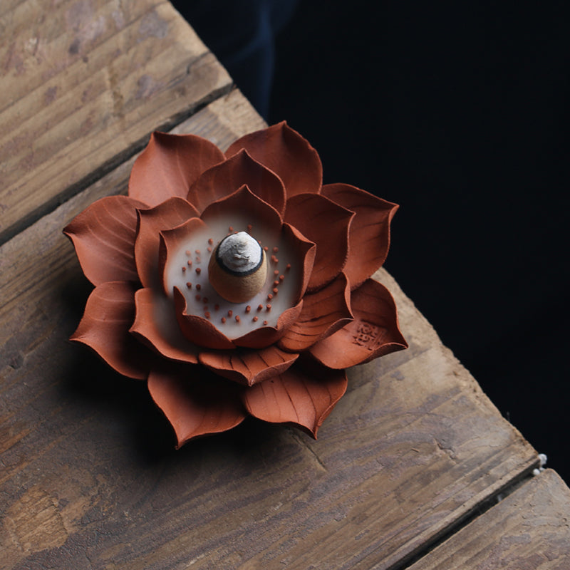 Lotus Purple Clay Incense Burner