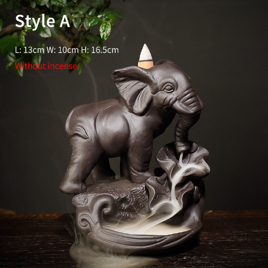 Ceramic Elephant Backflow Incense Burner