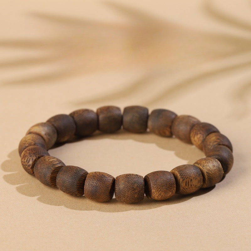 Natural Old Material Hainan Agarwood High-Oil Barrel Bead Bracelet