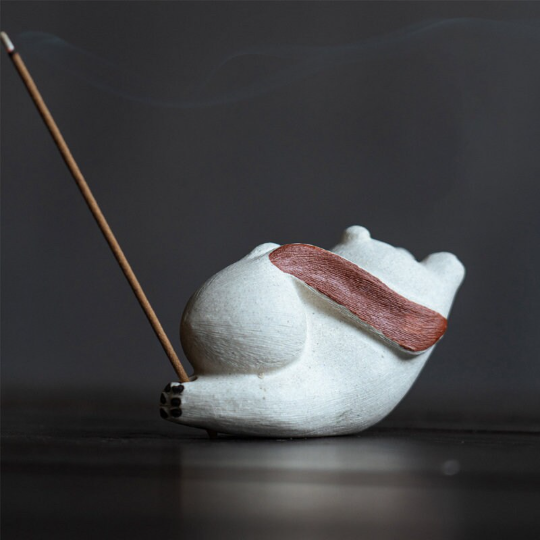 Meditating Ceramic Rabbit Incense Stick Holder