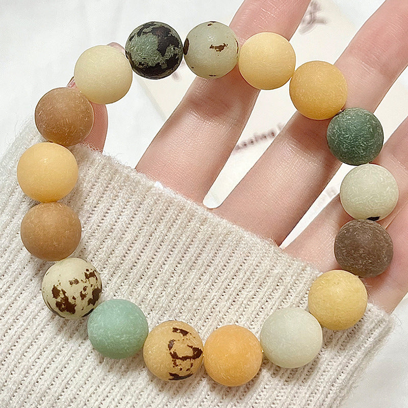 Natural Skin Bodhi Seed Polished White Jade Bodhi Bracelet