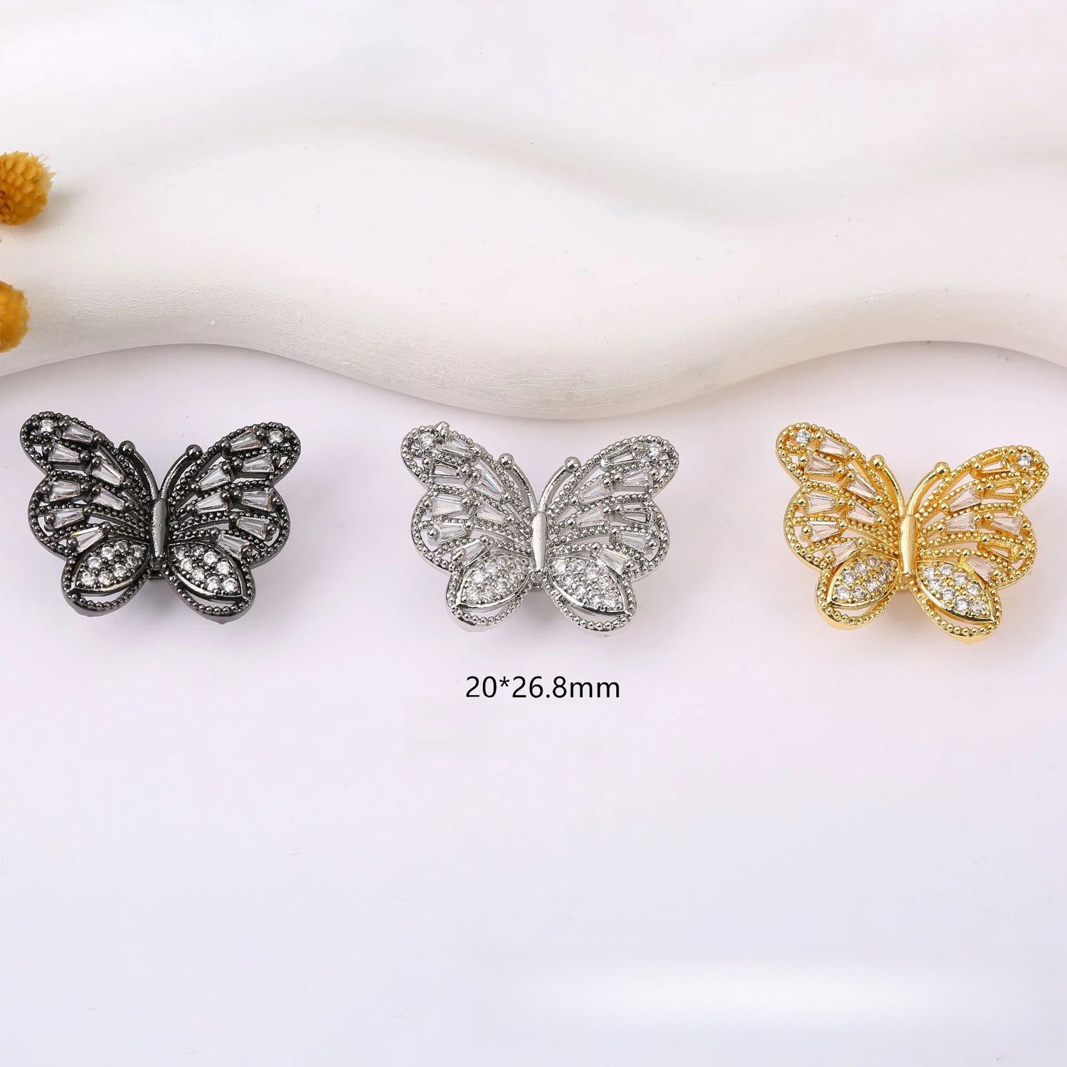 Zircon Butterfly Spacer Beads – Hollow DIY Jewelry Charms for Bracelets