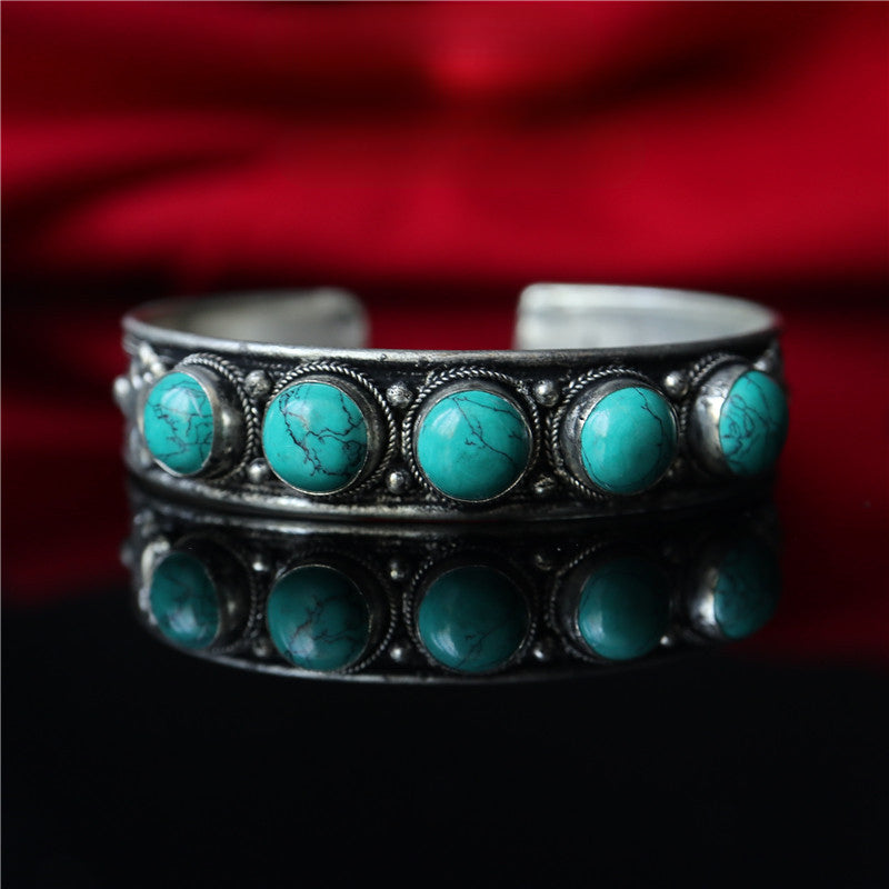 Nepalese Handcrafted Turquoise Inlaid Bangle