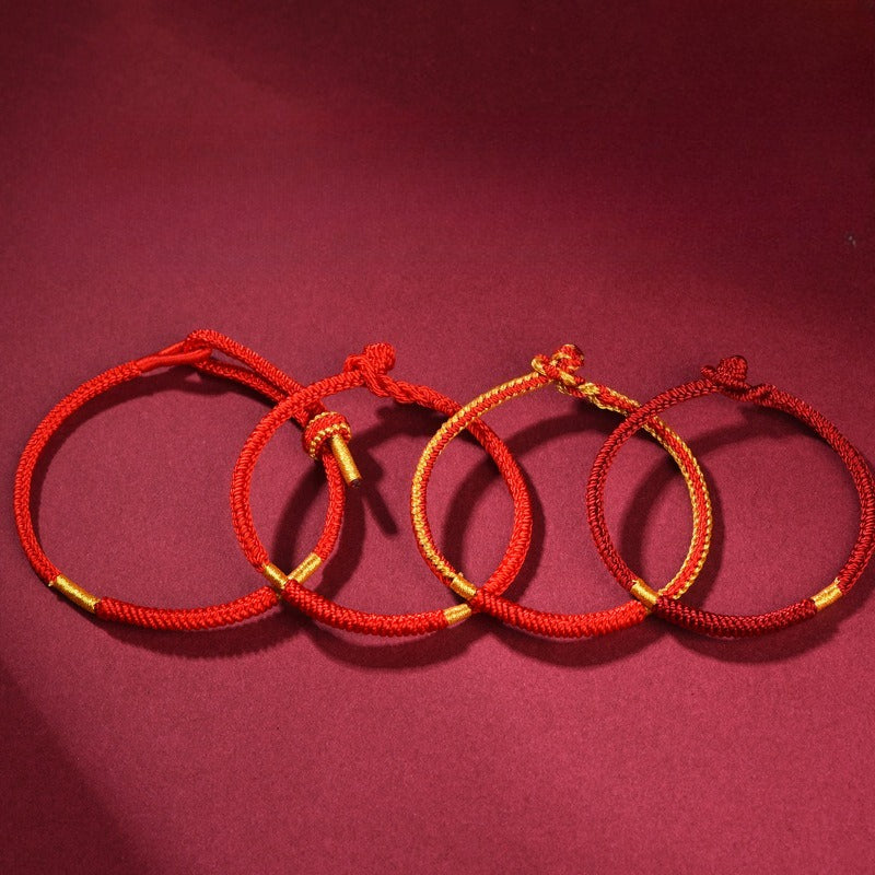 Handmade Vajra Knot Red String Bracelet – Zodiac Year Lucky Charm for Couples & Friends