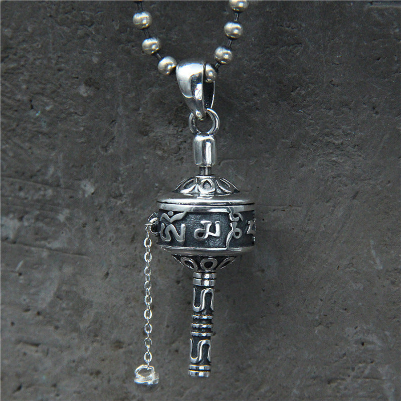 925 Sterling Silver Vajra Pendant with Six-Word Mantra Engraving