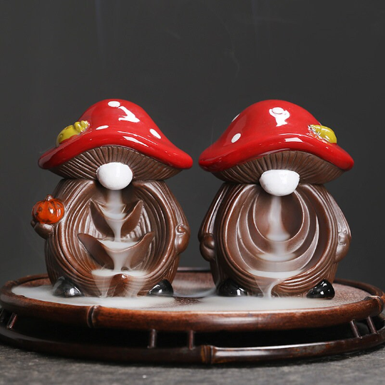 Cute Mushroom House Backflow Incense Burner