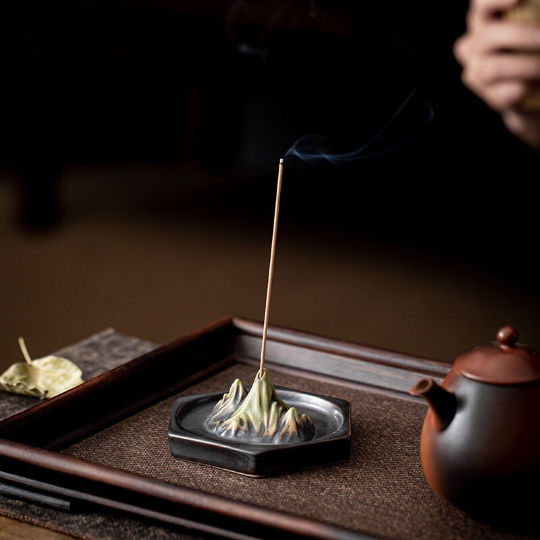 Ceramic Mountain-Shaped Incense Stick Holder