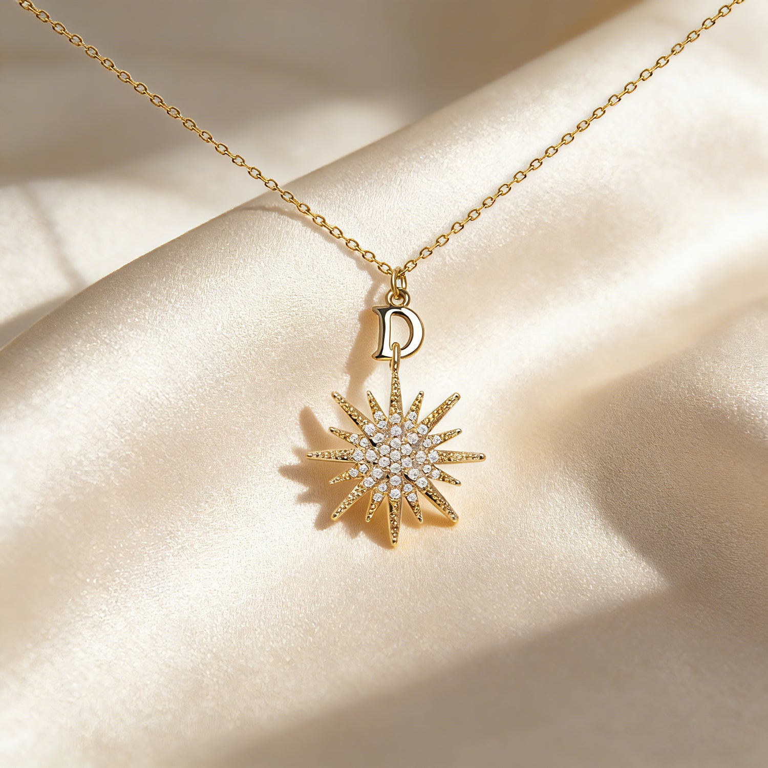 3D Sparkling Star Letter Necklace for Women