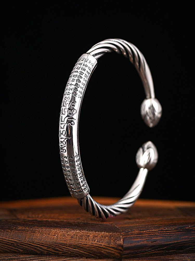 Pure Silver Heart Sutra Bracelet