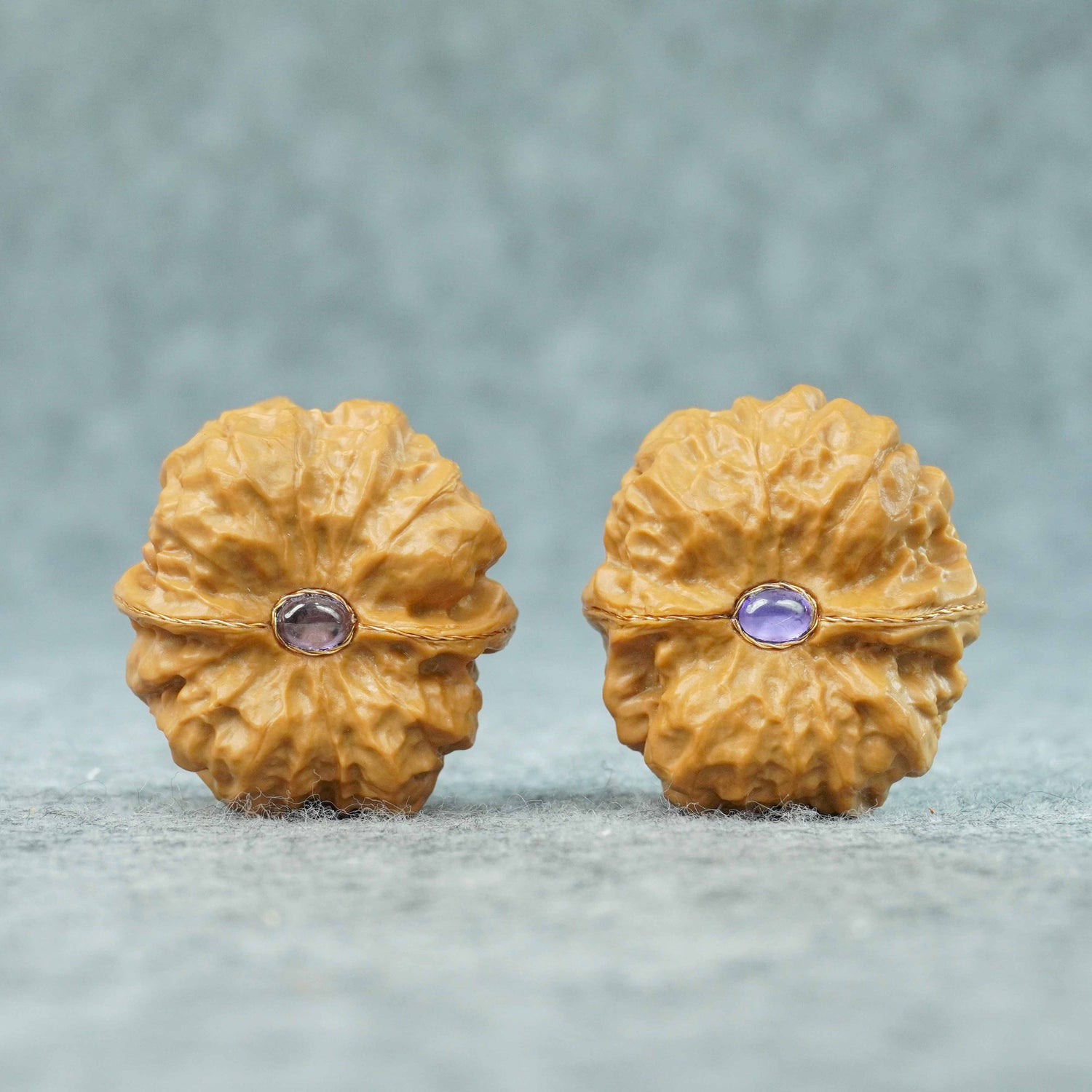 38mm Triangle Shape Toad Head Walnut Pair | One-of-a-Kind | 072106