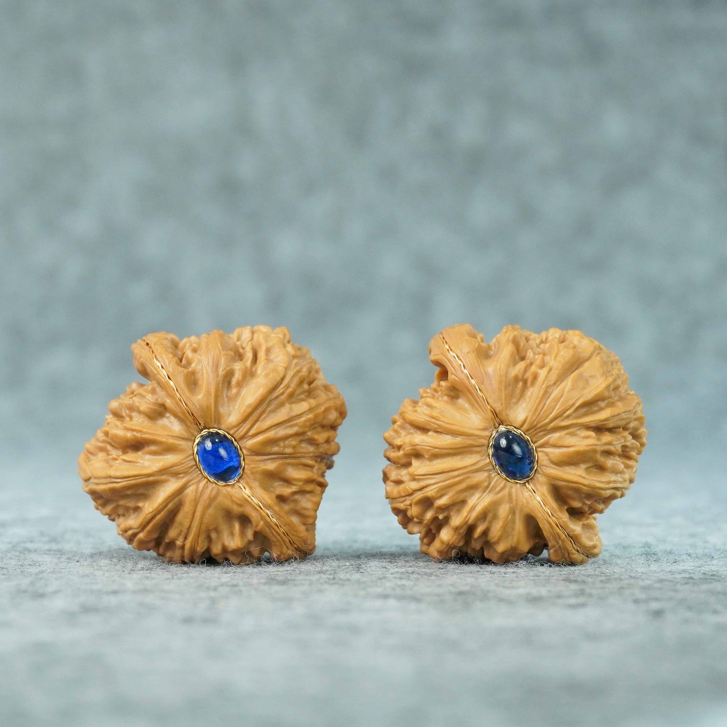 43mm Big White Lion Head Walnut Pair | One-of-a-Kind Listing | 071404