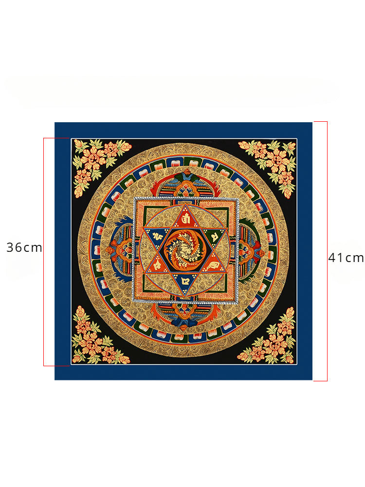 Hand Painted Nepal Tibetan Om Mantra Mandala Thangka（36CM）