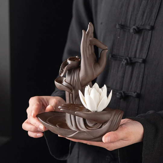 Purple Clay Lotus Backflow Incense Burner