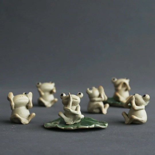 Lovely Frog on Lotus Leaf Ceramic Incense Stick Holder