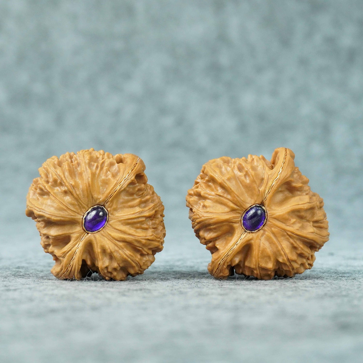 45mm Big White Lion Head Walnut Pair | One-of-a-Kind Listing | 070905