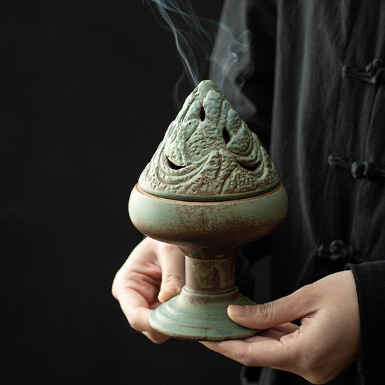 Antique Boshan Ceramic Incense Burner